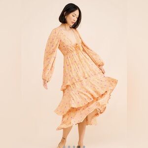 Free People Orange Floral Maxi Dress, Tried and True, large